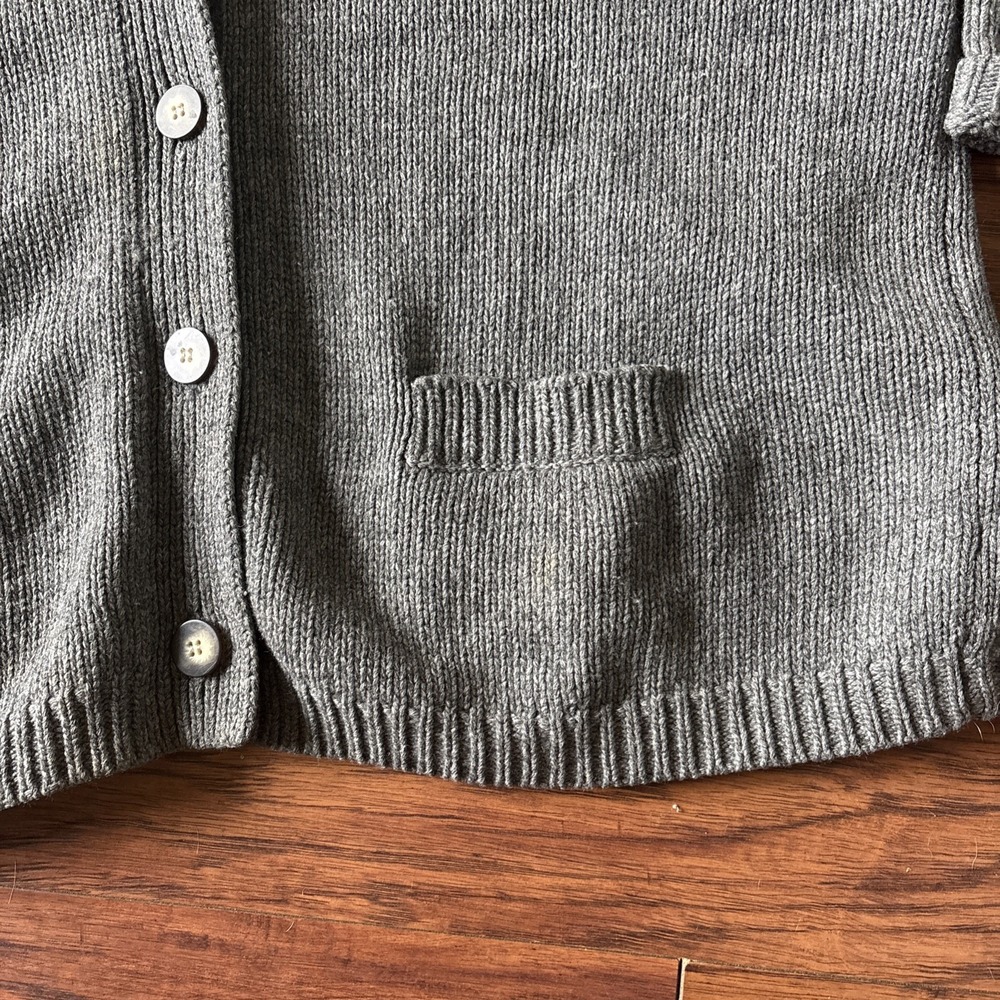 Abercrombie Vintage 95% Lamb Wool Cardigan Hoodie Knit Sweater Gray Women's Lg - Picture 3 of 4